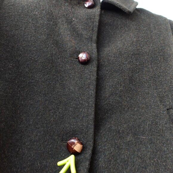 Wool Coat Girls 26 Wool Alpaca Italian Jacket 14 Dark Green Forest MERLET Italy - Picture 9 of 16